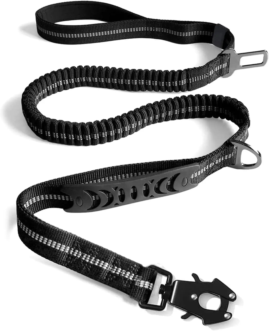 Reflective Shock Absorbing Pet Leashes with Car Seatbelt for Large Dogs, Heavy Duty Tactical Bungee Dog Leash