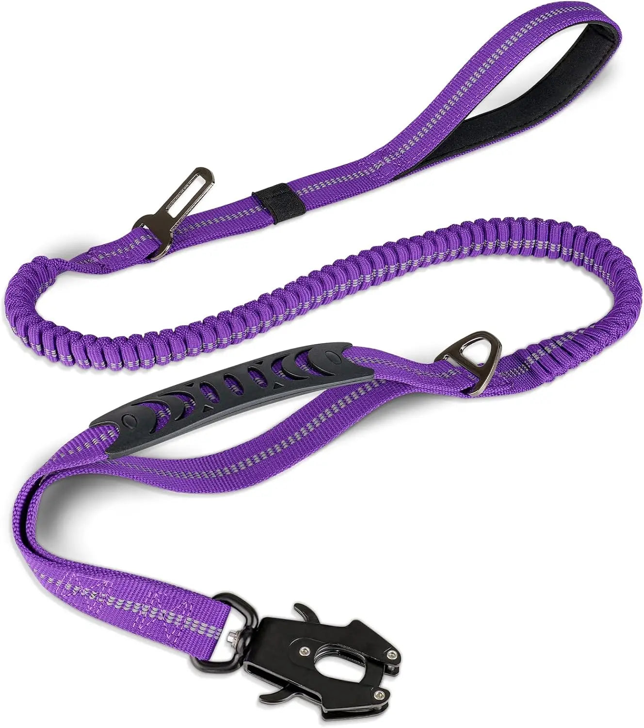 Reflective Shock Absorbing Pet Leashes with Car Seatbelt for Large Dogs, Heavy Duty Tactical Bungee Dog Leash
