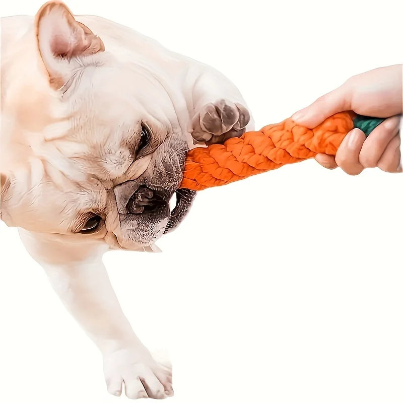 3pcs Carrot-Shaped Dog Chew Toys, Durable Polyester, Interactive