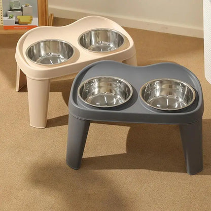 Elevated Dog Feeder, foldable Raised Stand with Double Stainless Steel Food Water Bowls for Small Medium Large Dogs