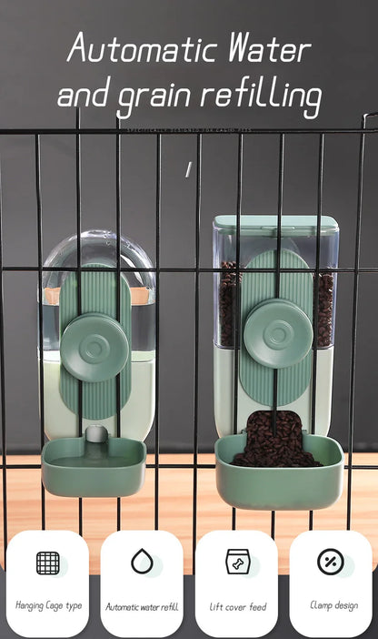 Automatic Pet Bowls Cage Hanging Feeder Dog Water Bottle Food Container Dispenser Bowl for Puppy or Cats