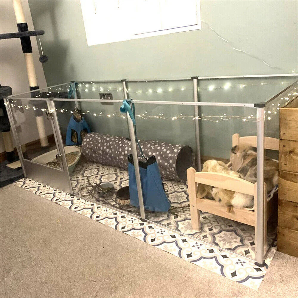 1Pc Large Acrylic Dog Playpen Cage  with Waterproof Fertility Pad