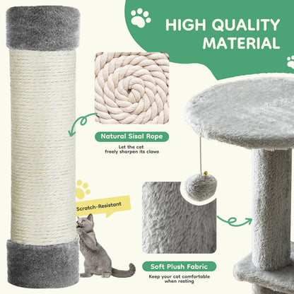 44In Stable Cat Tree Tall Multi-Cat Climbing Tower for Pet Furniture Natural Sisal Scratching Posts