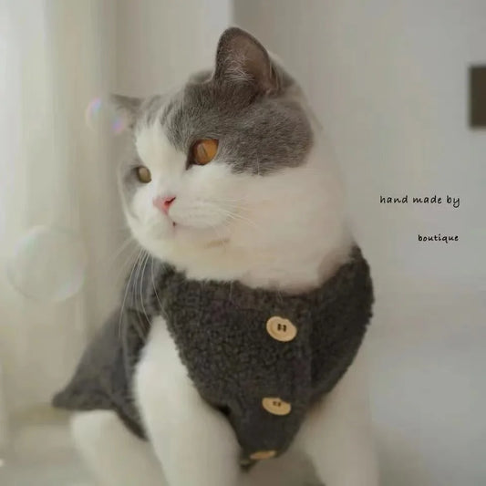 Cat clothes, warm lamb wool vest, autumn and winter pet winter clothes