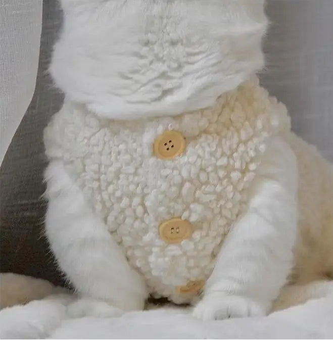 Cat clothes, warm lamb wool vest, autumn and winter pet winter clothes