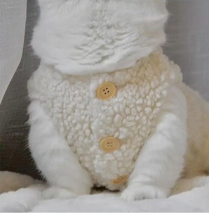 Cat clothes, warm lamb wool vest, autumn and winter pet winter clothes