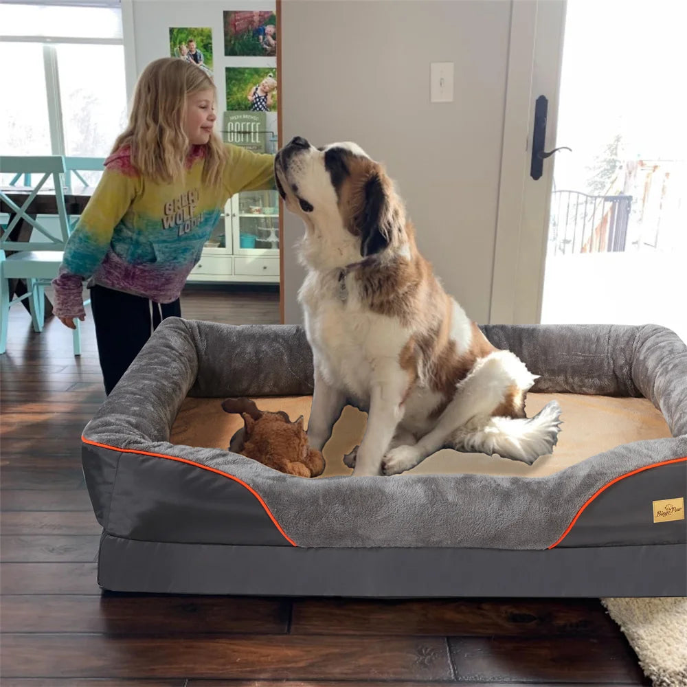 Large Orthopedic Dog Bed, Memory Foam, Pet Sofa Couch, Waterproof, Removable Cover