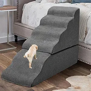 Dog Stairs for High Beds 30-36 inches Tall, 6-Step Pet Stairs/Steps for Small Large Dogs