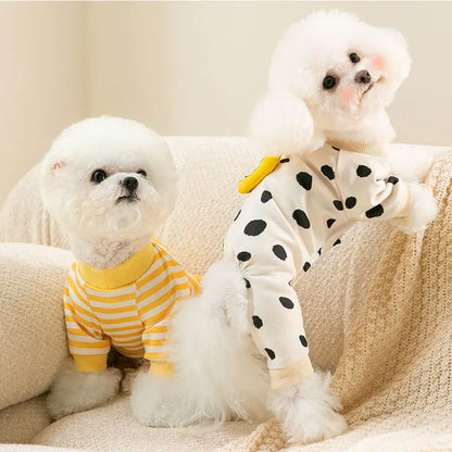 Pet Dog Clothes Striped Smile Print Jumpsuits, Pajamas