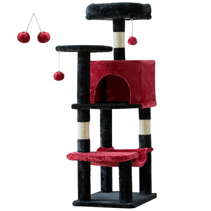 44In Stable Cat Tree Tall Multi-Cat Climbing Tower for Pet Furniture Natural Sisal Scratching Posts