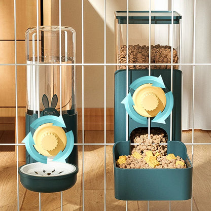 Automatic Pet Bowls Cage Hanging Feeder Dog Water Bottle Food Container Dispenser Bowl for Puppy or Cats