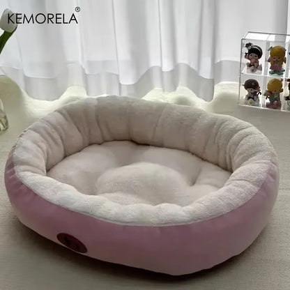 Plush Oval Pet Bed for Dogs and Cats, Thickened achine Washable All-Season Dog Cat Cushion for Small Medium Large Breeds