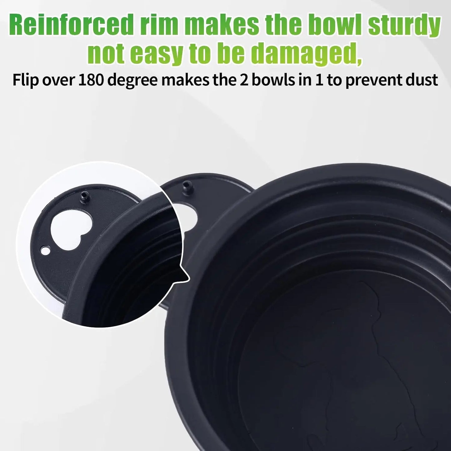 Collapsible Dual Dog Bowls with Lock Clips, Foldable Pet Food Water Feeder for Travel
