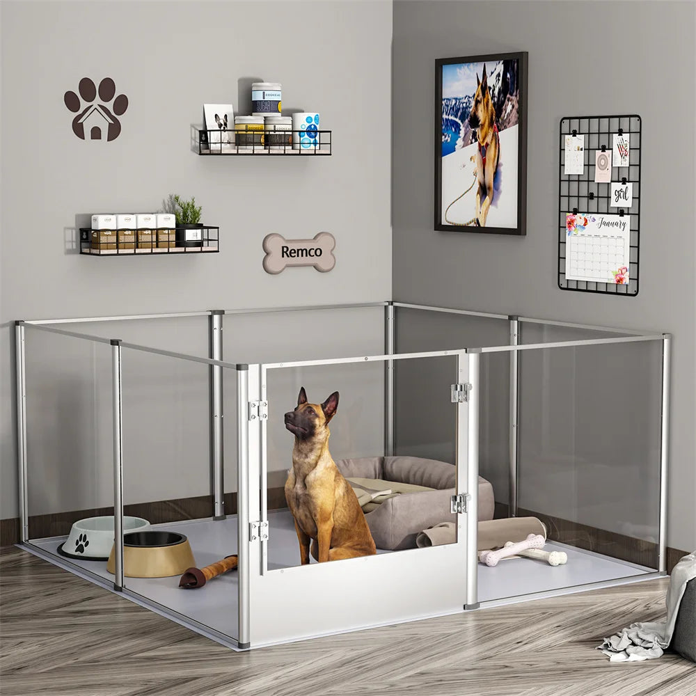 1Pc Large Acrylic Dog Playpen Cage  with Waterproof Fertility Pad