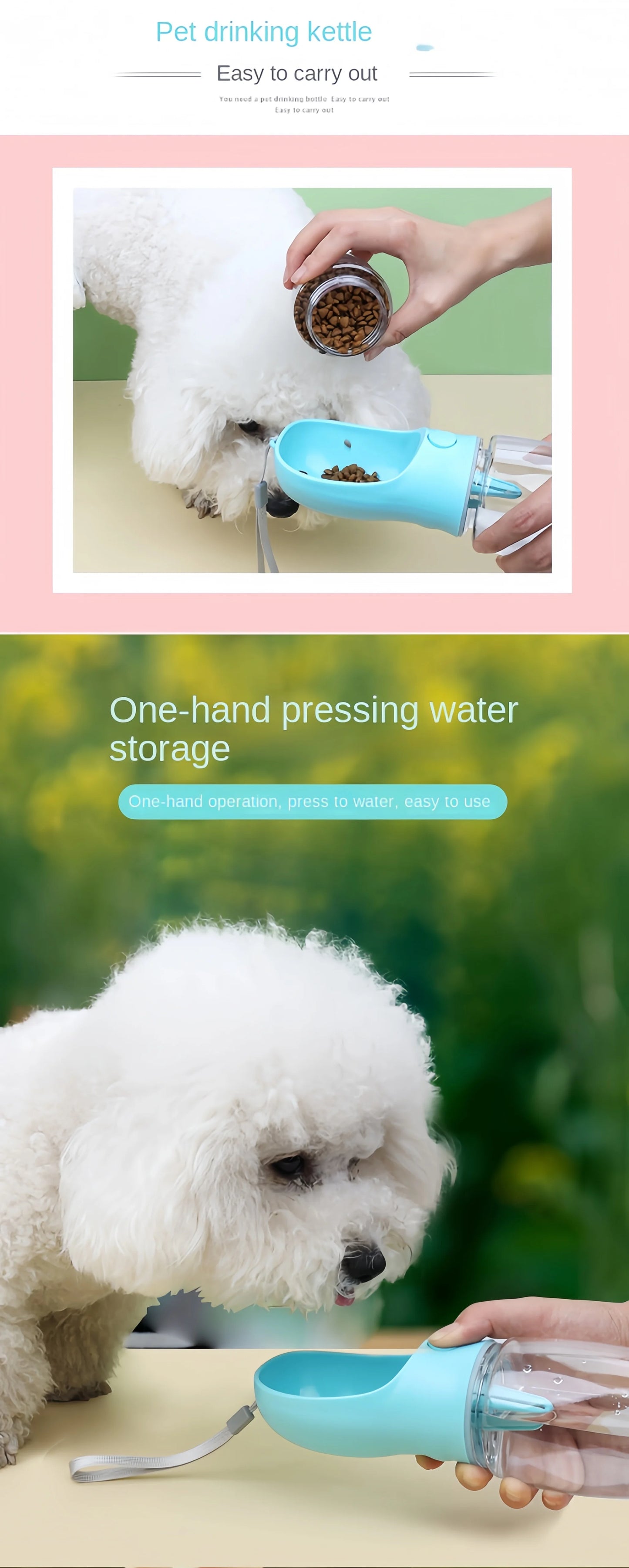 Portable Dog & Cat Water Bottle with Storage Food and Water Container for Travel