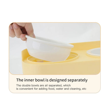 Pet double bowl feeder, adjustable height, cat and dog water dispenser