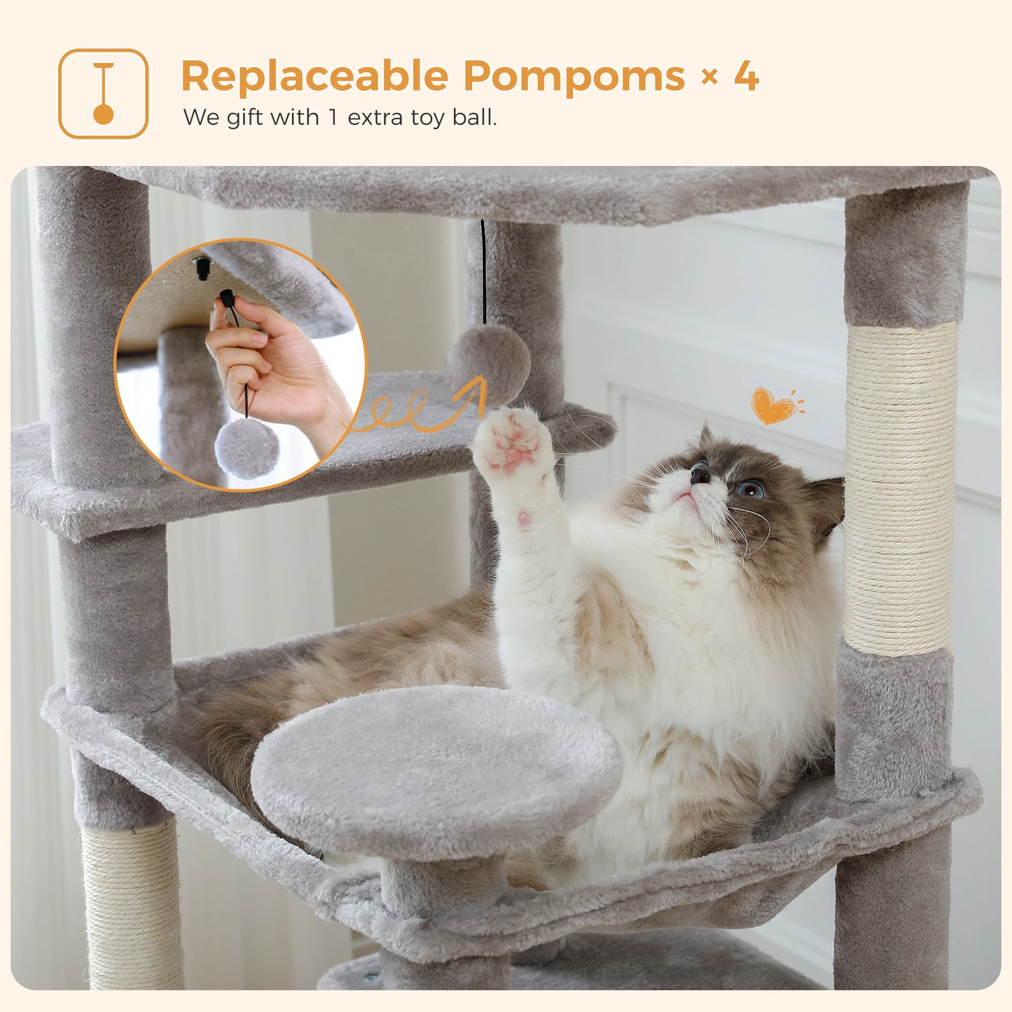 Large Cat Tree and Tower for Indoor Cats With Sisal-Covered Scratching Posts Spacious Hammock Padded Perches and Condos