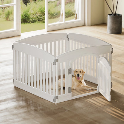 Plastic Dog Playpen, 6 Panel, 24IN Expandable Durable Pet Fence for Medium Dogs Indoor / Outdoor, Folding Portable Puppy Playpen