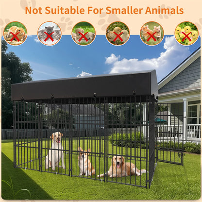 Heavy Duty Kennel, Welded Metal Playpen 64.9”, Large Animal Cage for Outdoor And Indoor Use
