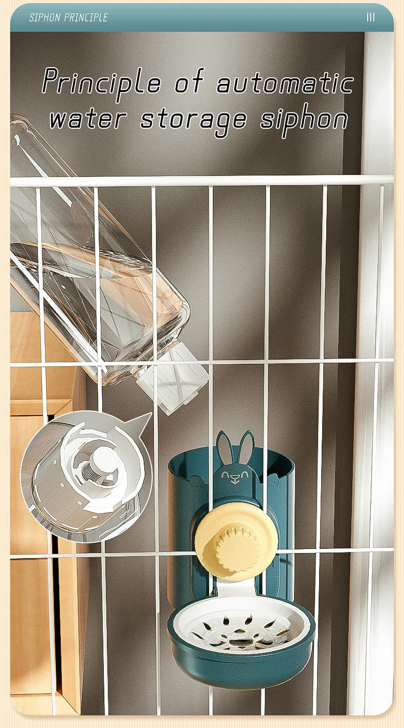 Automatic Pet Bowls Cage Hanging Feeder Dog Water Bottle Food Container Dispenser Bowl for Puppy or Cats