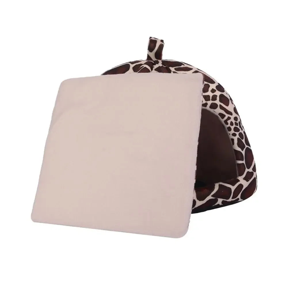 Soft Strawberry Leopard Dog or Cat House / Cave