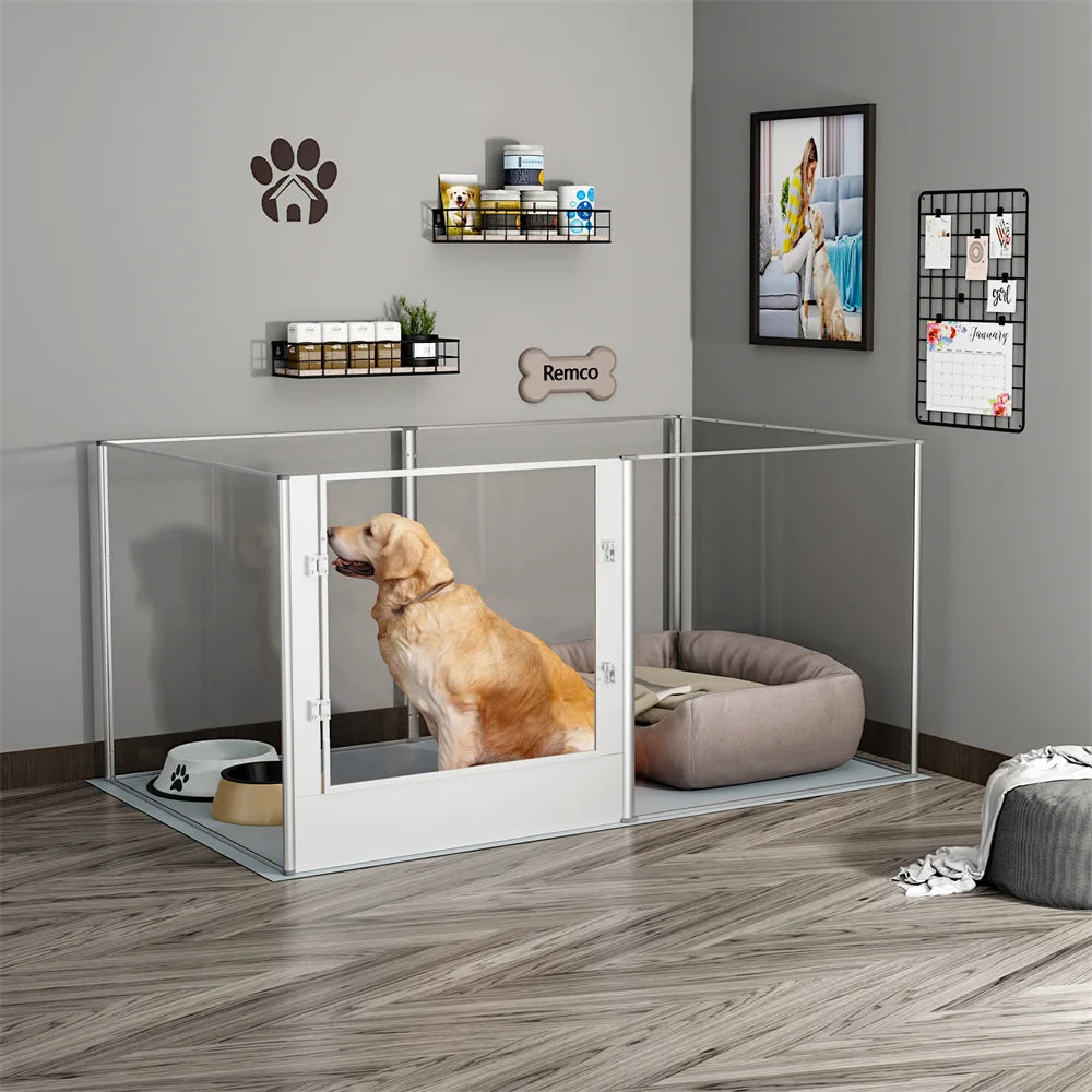 1Pc Large Acrylic Dog Playpen Cage  with Waterproof Fertility Pad