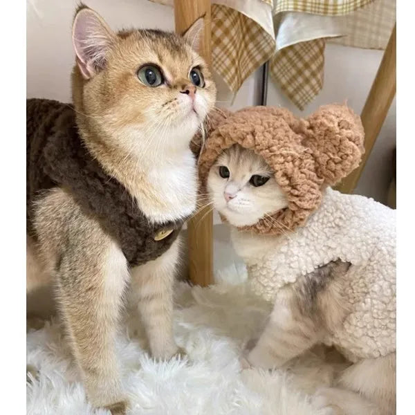 Cat clothes, warm lamb wool vest, autumn and winter pet winter clothes
