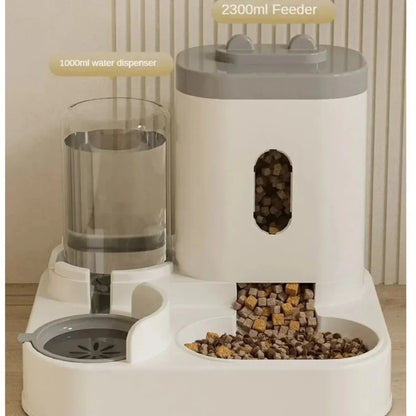 Automatic Feeder Dog & Cat Food Bowl With Water Fountain, Large Capacity Pet Food Storage Dispenser