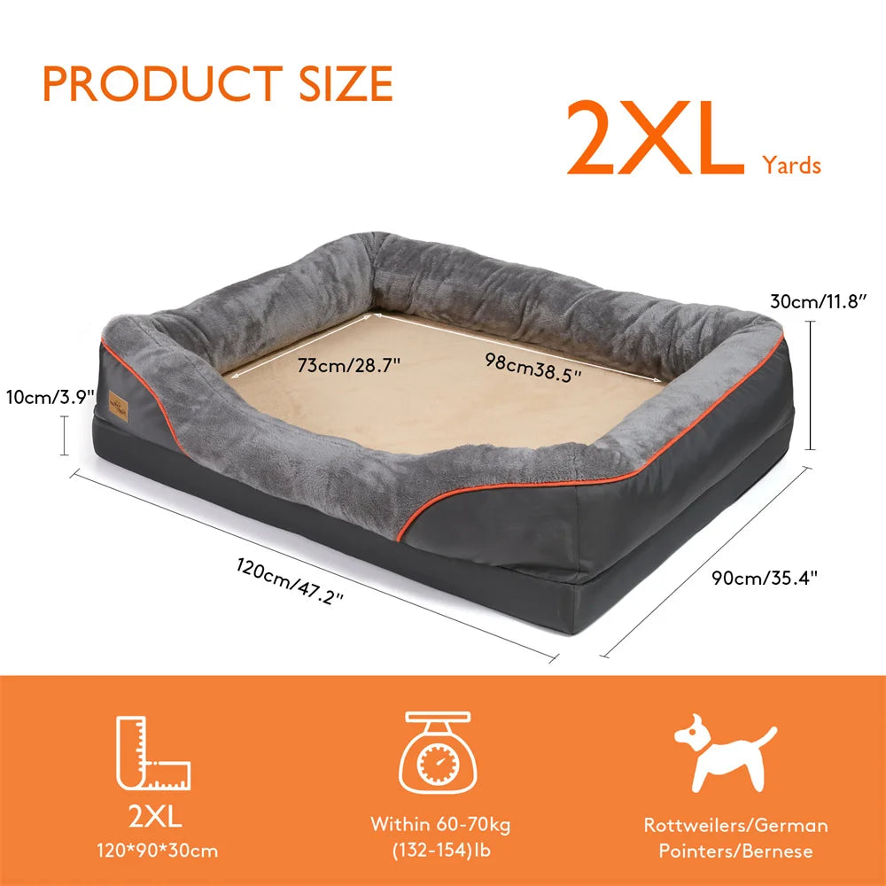 Large Orthopedic Dog Bed, Memory Foam, Pet Sofa Couch, Waterproof, Removable Cover