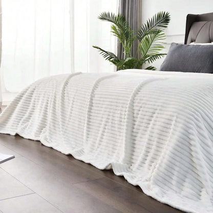 ROSEKIND Blankets 3 Size for Bed, Soft & Warm Fleece Throw, Decorative and striped flannel fleece blanket