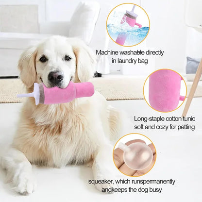 Squeaky Pink Giant Tumbler Cup Plush Pet Toy, Tear-Resistant for Dogs & Cats, Machine-Washable
