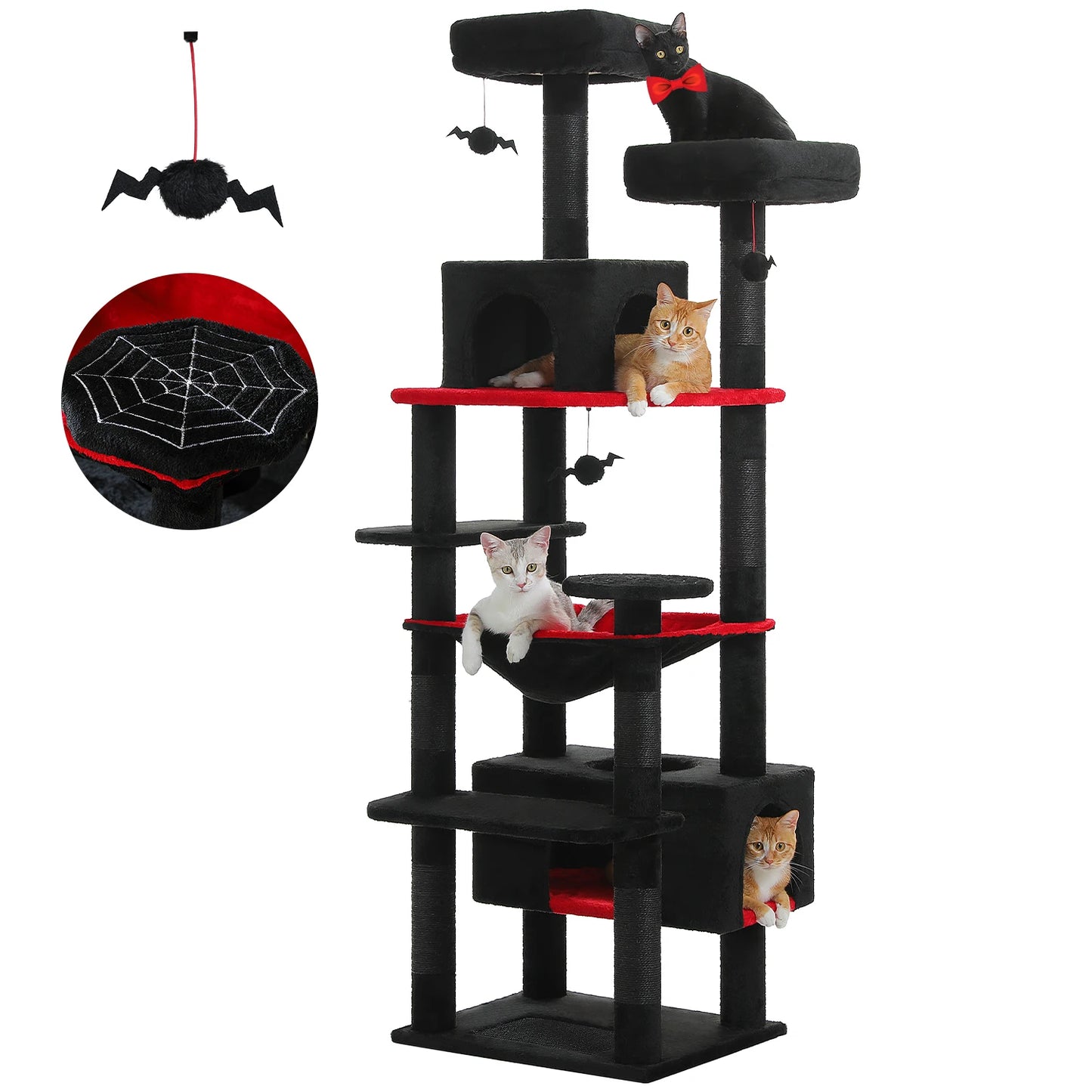 Large Cat Tree and Tower for Indoor Cats With Sisal-Covered Scratching Posts Spacious Hammock Padded Perches and Condos