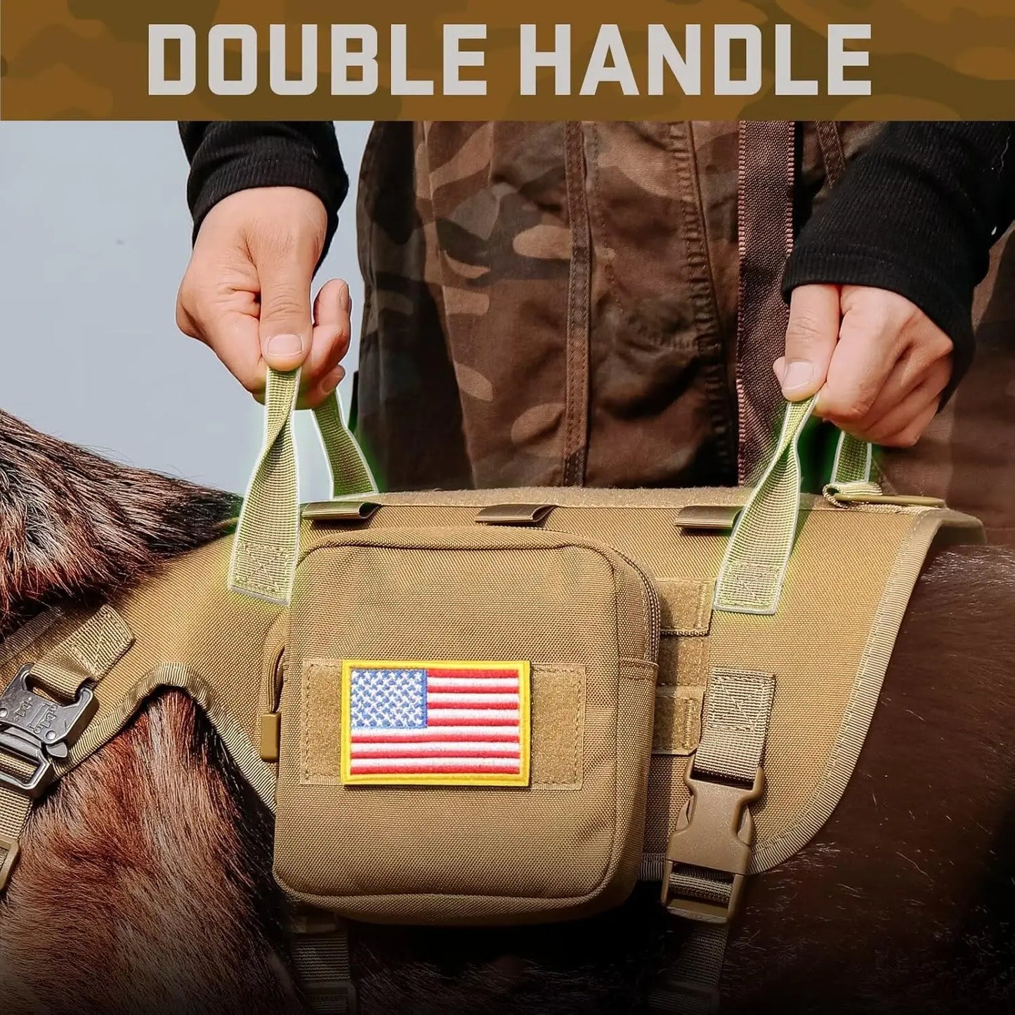 Tactical Dog Harness Set with Bungee Leash, Adjustable for Medium to Large Dogs