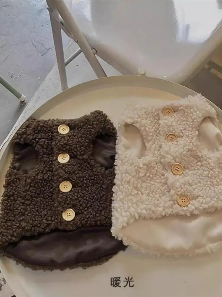 Cat clothes, warm lamb wool vest, autumn and winter pet winter clothes