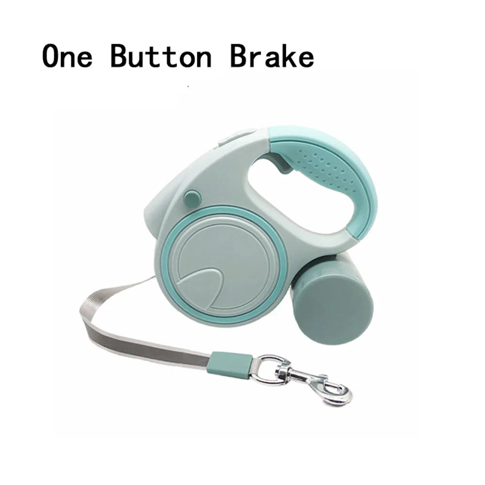 Dog Leash With Led Lights and Garbage Bag Retractable Nylon 5M Traction Rope Belt,Durable