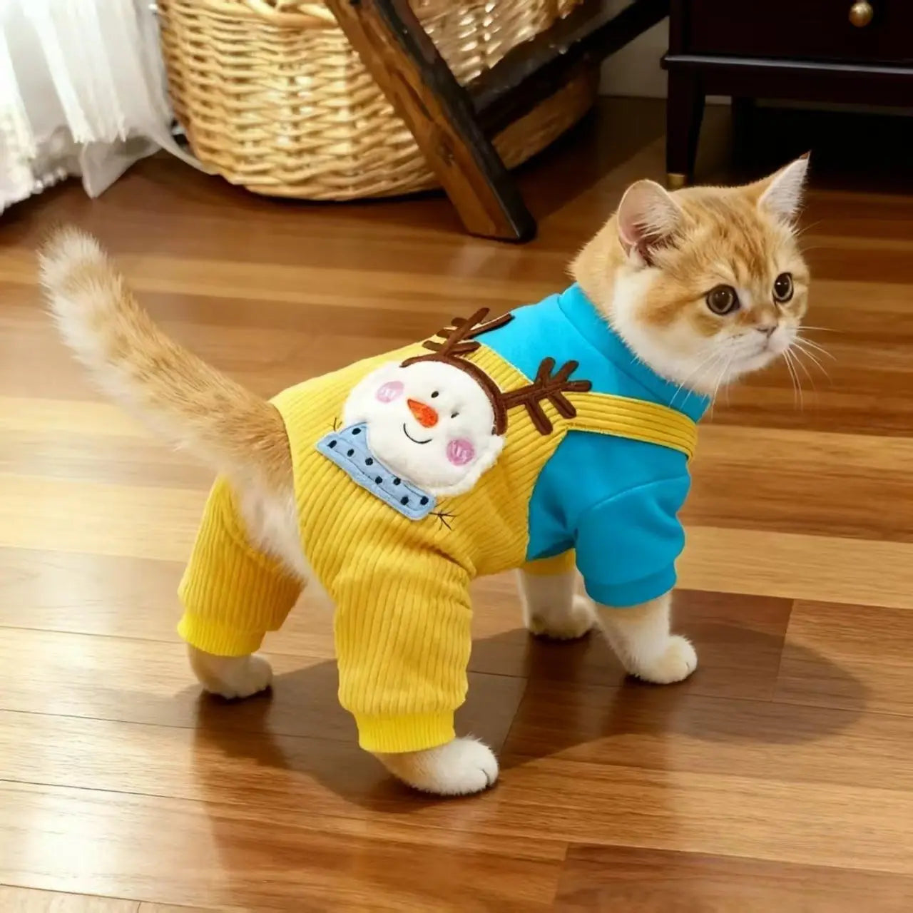Cat Clothing for Winter Thick Four-legged Coat for Warmth