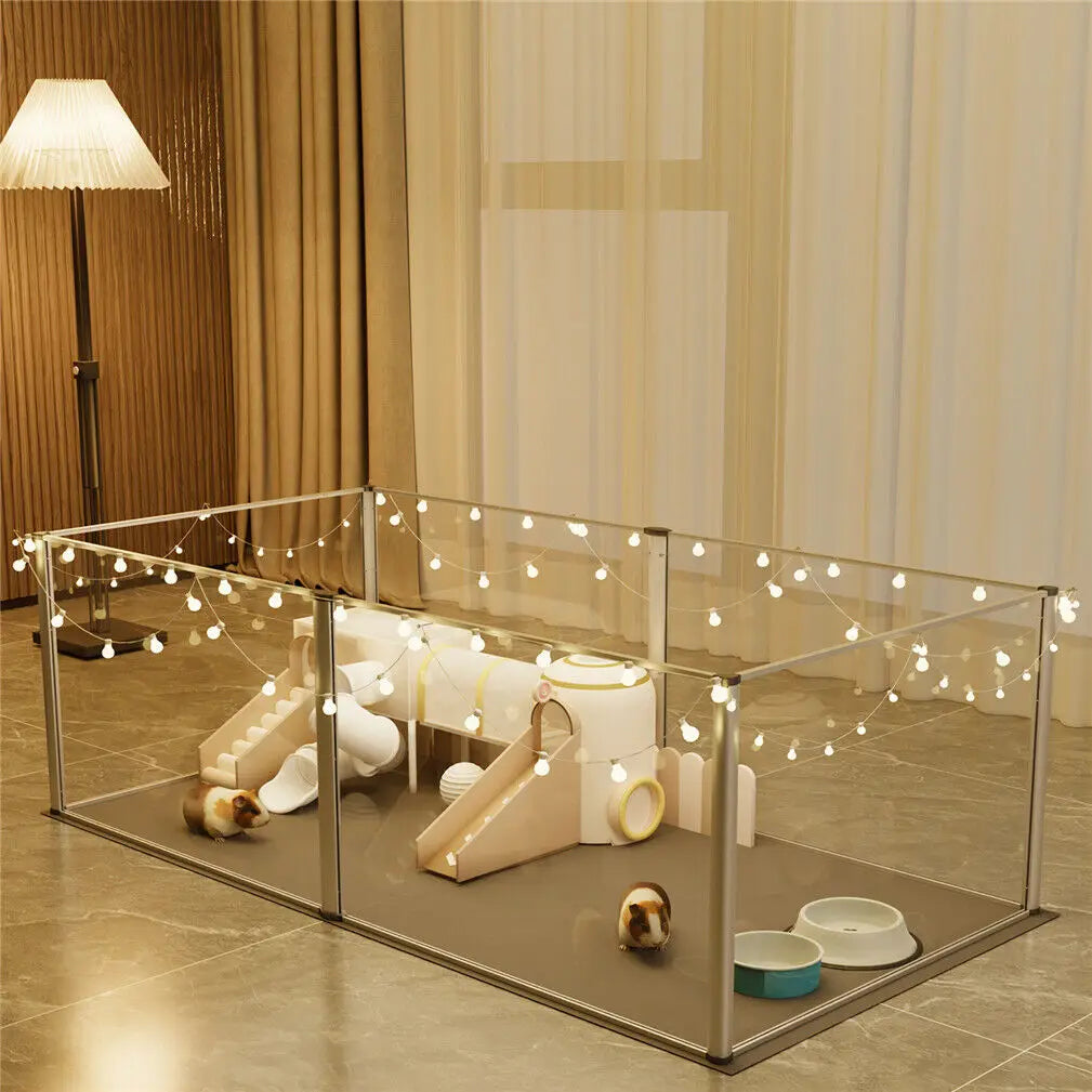 1Pc Large Acrylic Dog Playpen Cage  with Waterproof Fertility Pad