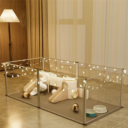 1Pc Large Acrylic Dog Playpen Cage  with Waterproof Fertility Pad