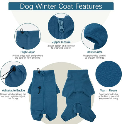 Dog Clothes Soft Fleece Pullover Pajamas For Small, Medium & Large Dogs, Warm Winter Coat