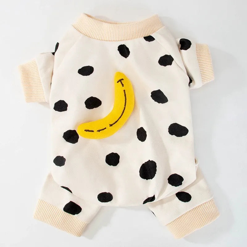 Pet Dog Clothes Striped Smile Print Jumpsuits, Pajamas