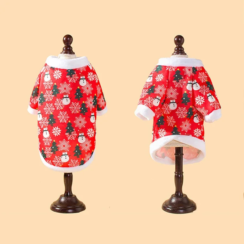 Autumn and winter Christmas pet clothes, comfortable cartoon printed pet cat and dog clothes