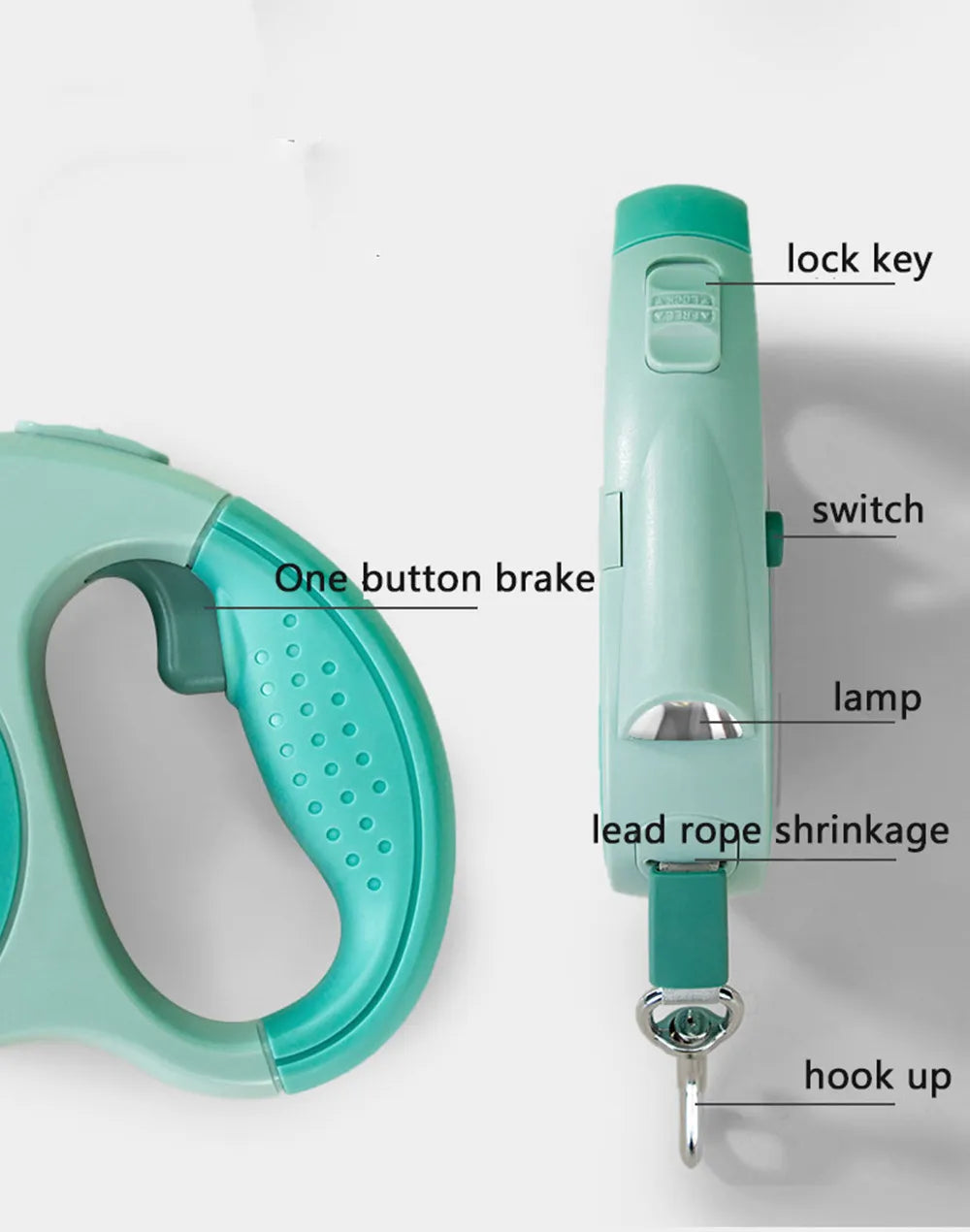 Dog Leash With Led Lights and Garbage Bag Retractable Nylon 5M Traction Rope Belt,Durable