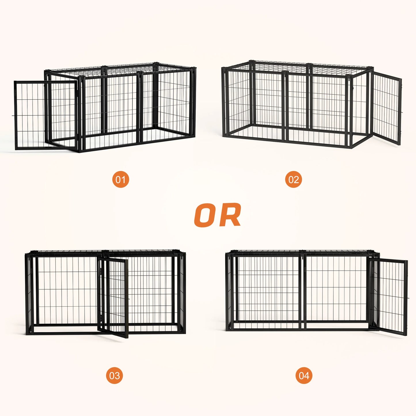 Dog Kennel for Small & Medium Dogs, with Top, Black, 47.2"L x 22"W x 24"H.