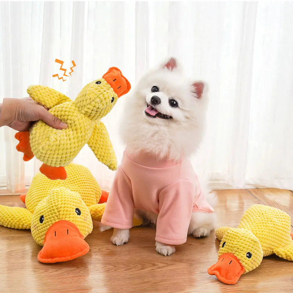 Dog Calming Duck Pet Plush Toy with Quacking Sound, Calming Duck Dog Toy Pillow Toy