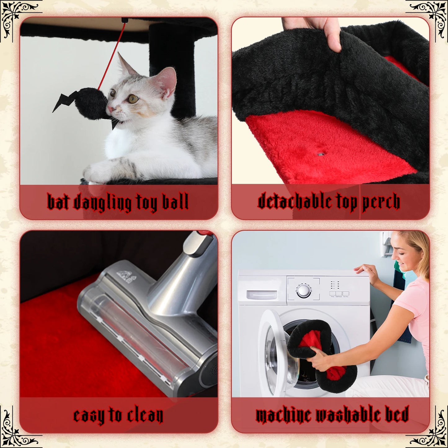 Cat Tree for Indoor Cats 5-Level Cat Tower for Large Cats with Large Hammock Sisal Covered Scratching Posts