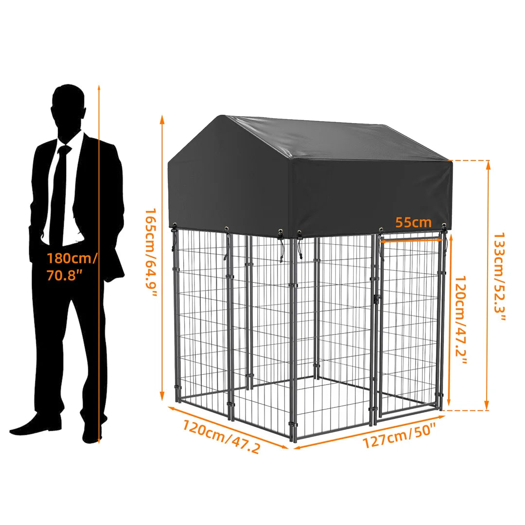Heavy Duty Kennel, Welded Metal Playpen 64.9”, Large Animal Cage for Outdoor And Indoor Use