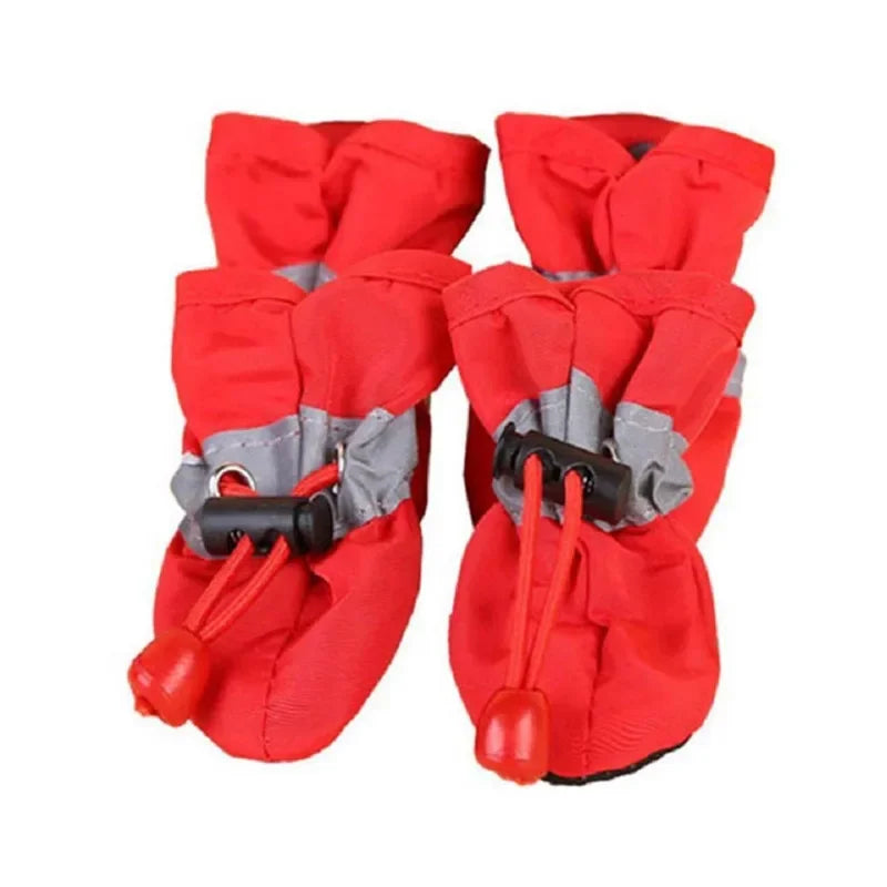 4pcs Dog or Cat Soft-Soled Shoes Waterproof Pet Dog Shoes Anti-Slip Rain Snow Boots Footwear