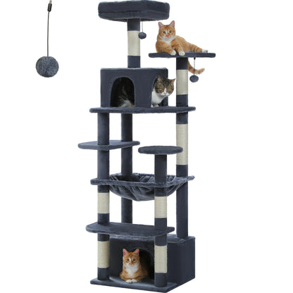 Large Cat Tree and Tower for Indoor Cats With Sisal-Covered Scratching Posts Spacious Hammock Padded Perches and Condos
