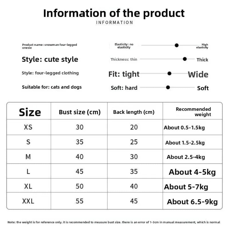 Cat Clothing for Winter Thick Four-legged Coat for Warmth