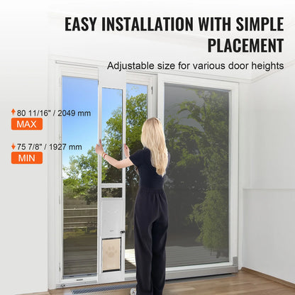 Dog Door Sliding Glass Door Adjustable Height Doggy Door Sliding Doors Aluminum Frame Tempered Glass Pet Door